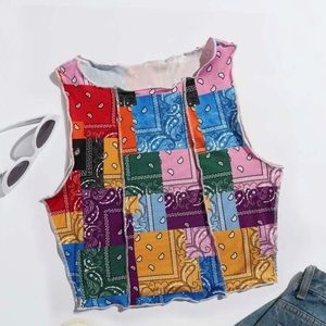 Colorful Bandana Crop Top 🌈